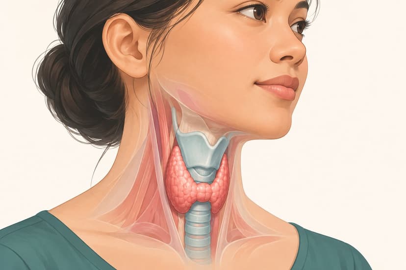 Illustration showing the thyroid gland's location within the neck