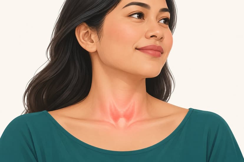 Neck with a normal-sized, unremarkable thyroid