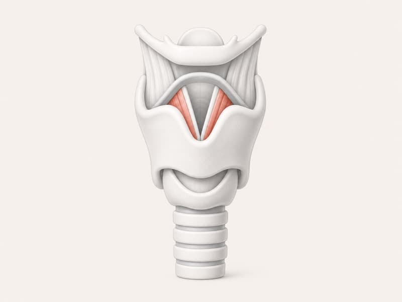 Medical illustration of the larynx (voice box) and vocal cords